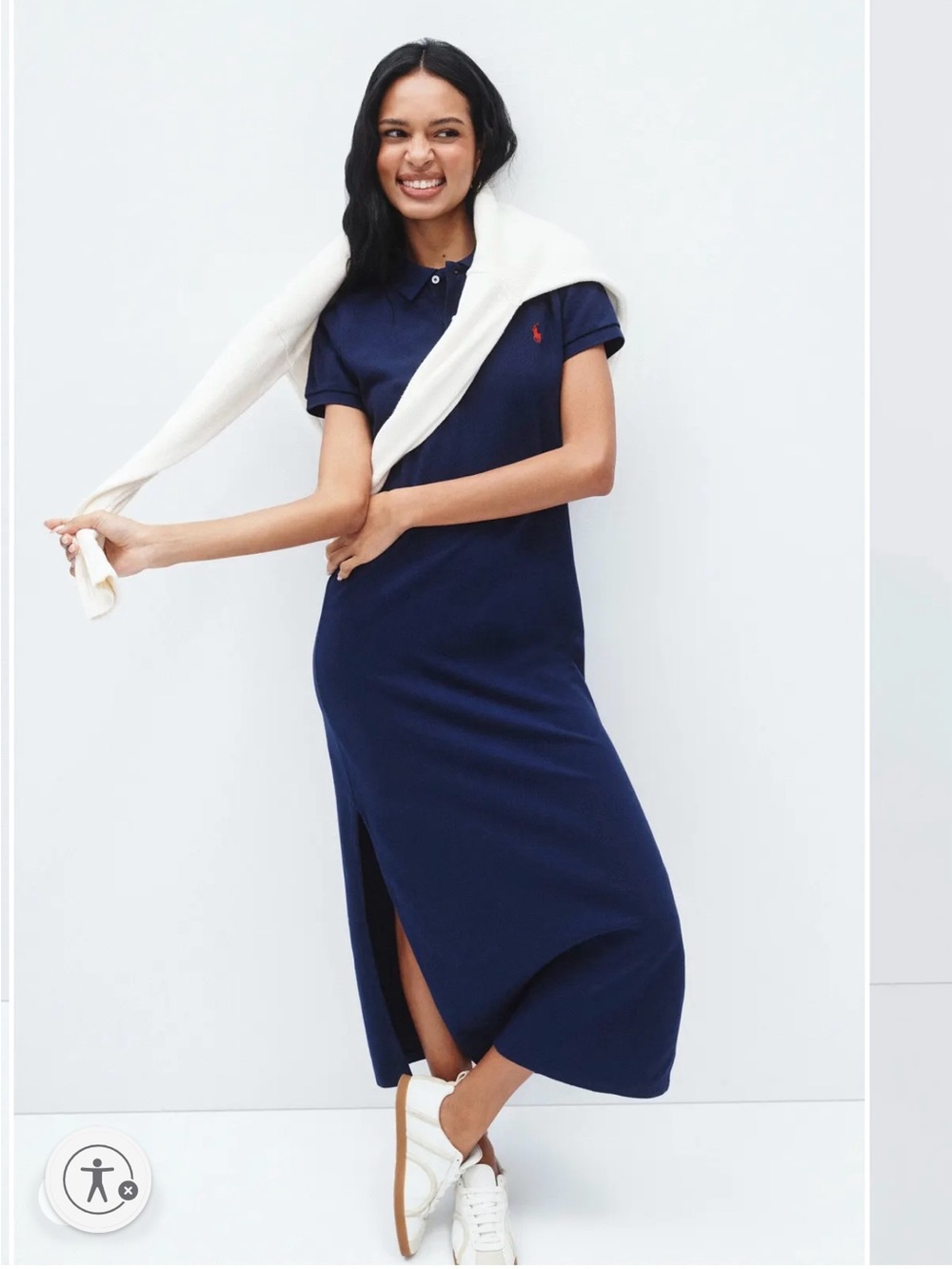 Polo by Ralph Lauren Navy Polo Midi Dress with Side Slit